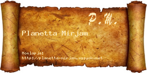 Planetta Mirjam névjegykártya
